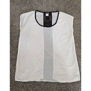 Dots Women’s Semi Sheer Blouse With Lace Detail In The Back, Scoop Neck Size Med